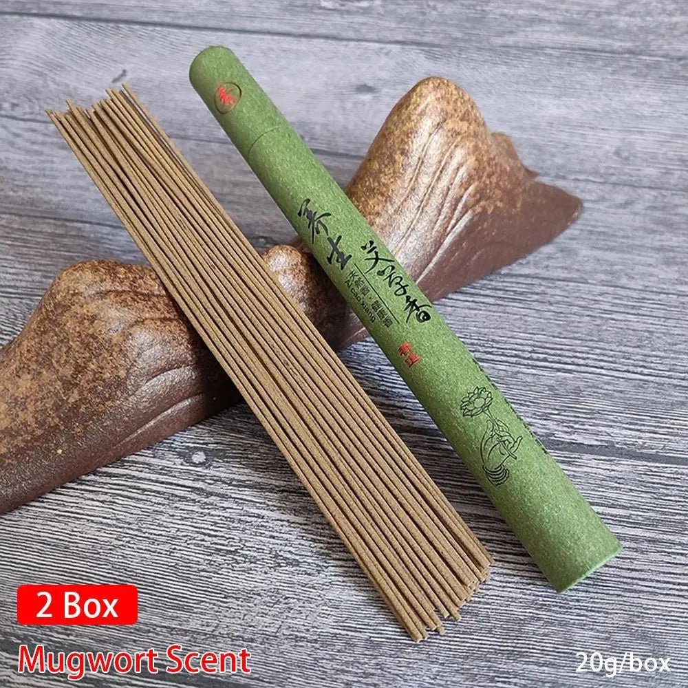 1/2Box Sandalwood Mugwort Scent Incense Stick Sleeping Aiding Tranquilize Mind Refreshing Scent Home Office Bedroom Natural